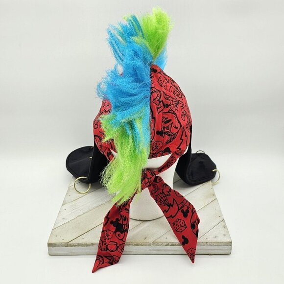 Disney Parks Rebel Goofy Mohawk Bandana Hat One Size Adult Green Blue Faux Hair main image 9